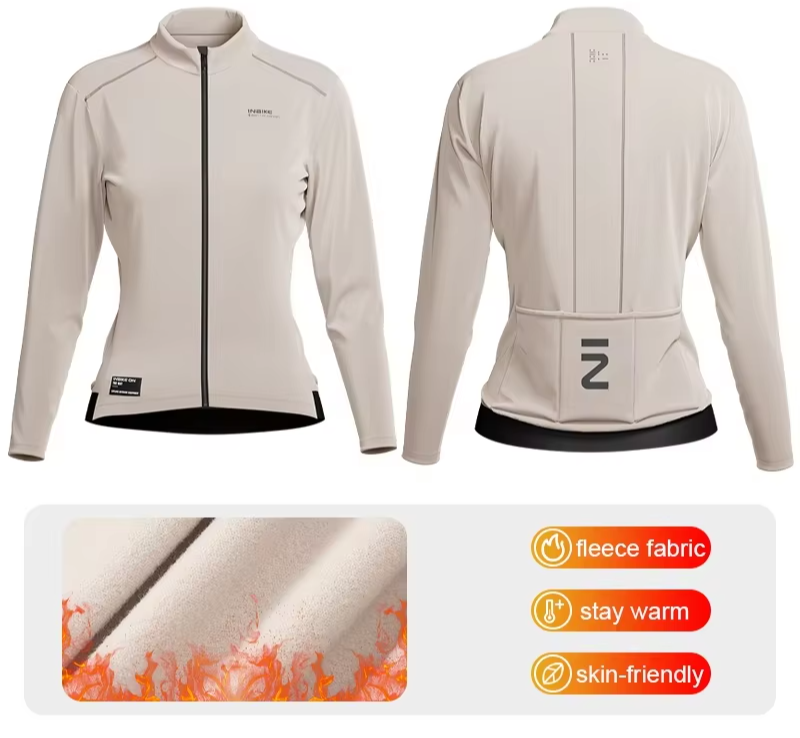 Winter Fleece Women's Cycling Top with 3 Pockets