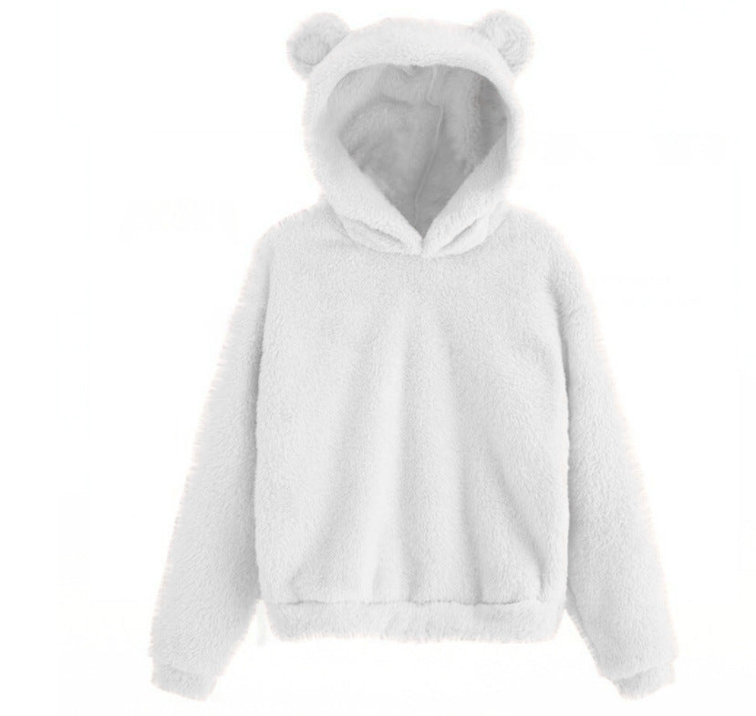 Winter Korean Fashion Bear Ears Hoodie Fluffy Hooded Warm