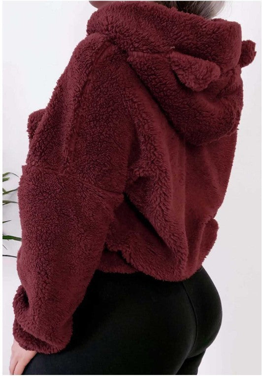 Winter Korean Fashion Bear Ears Hoodie Fluffy Hooded Warm