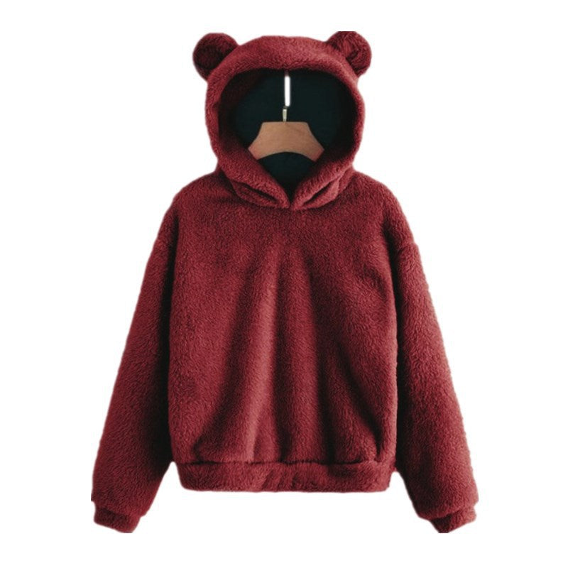 Winter Korean Fashion Bear Ears Hoodie Fluffy Hooded Warm