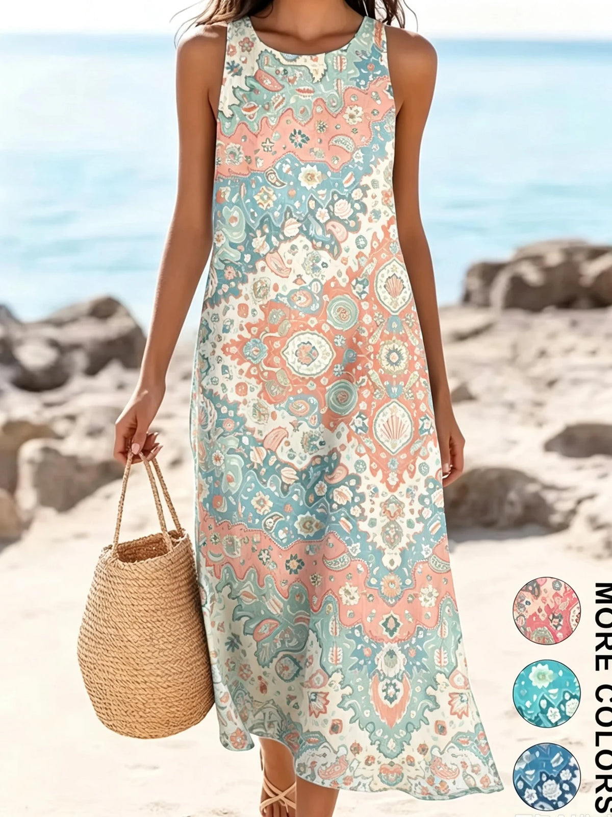 Women's  Casual Beach Sundress With Pockets