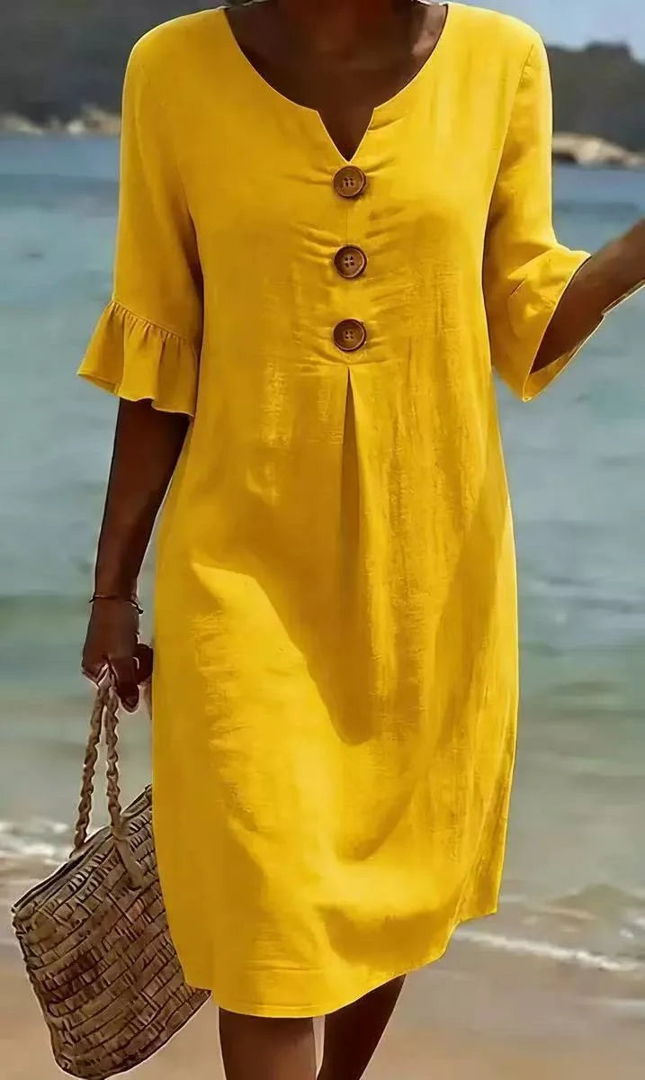 Linen Cross-Border V-Neck Dress Spring and Summer