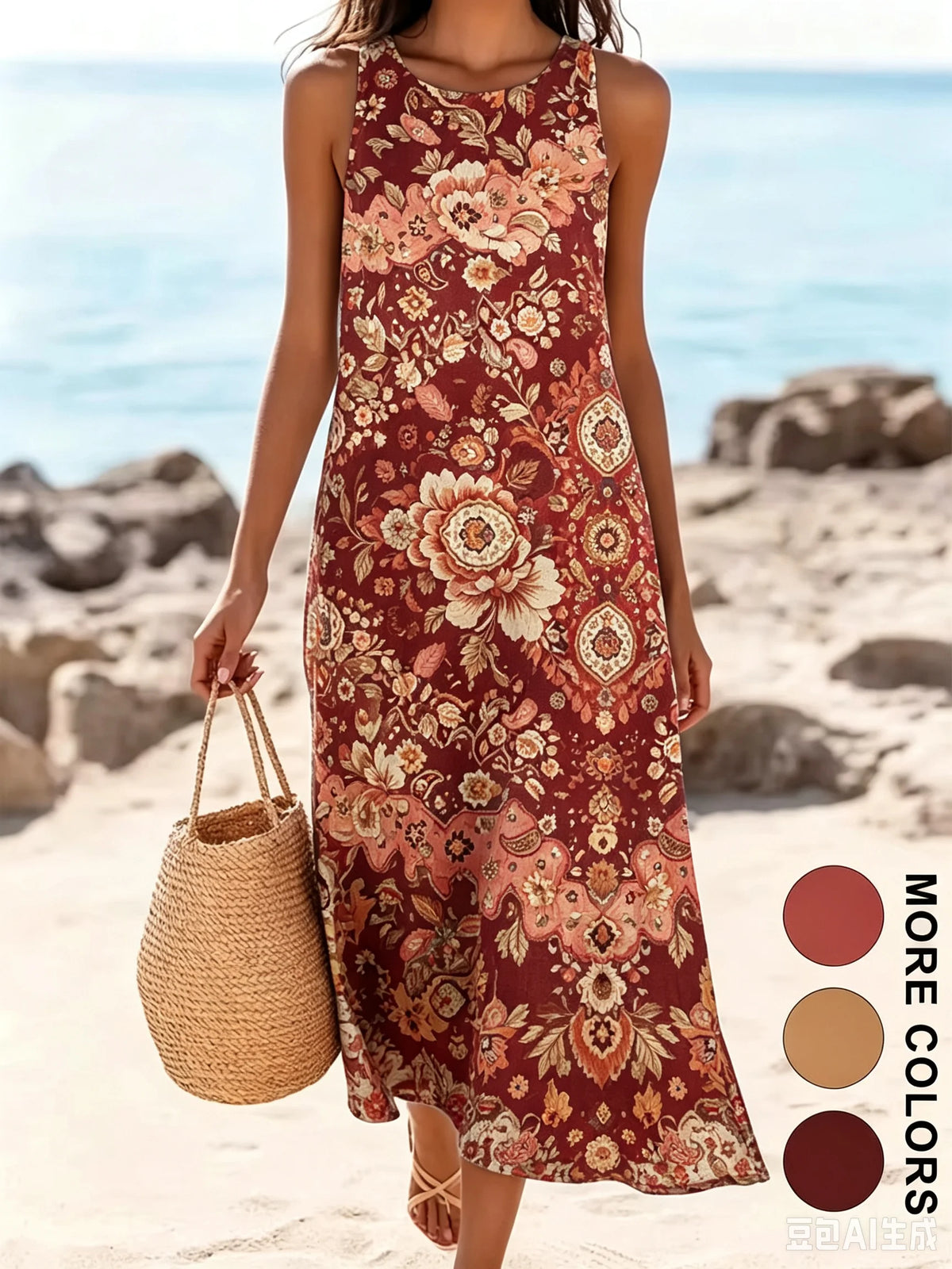 Women's  Casual Beach Sundress With Pockets