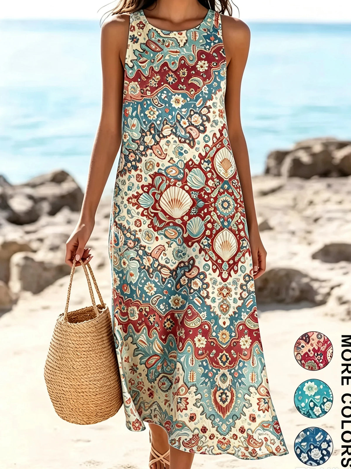 Women's  Casual Beach Sundress With Pockets