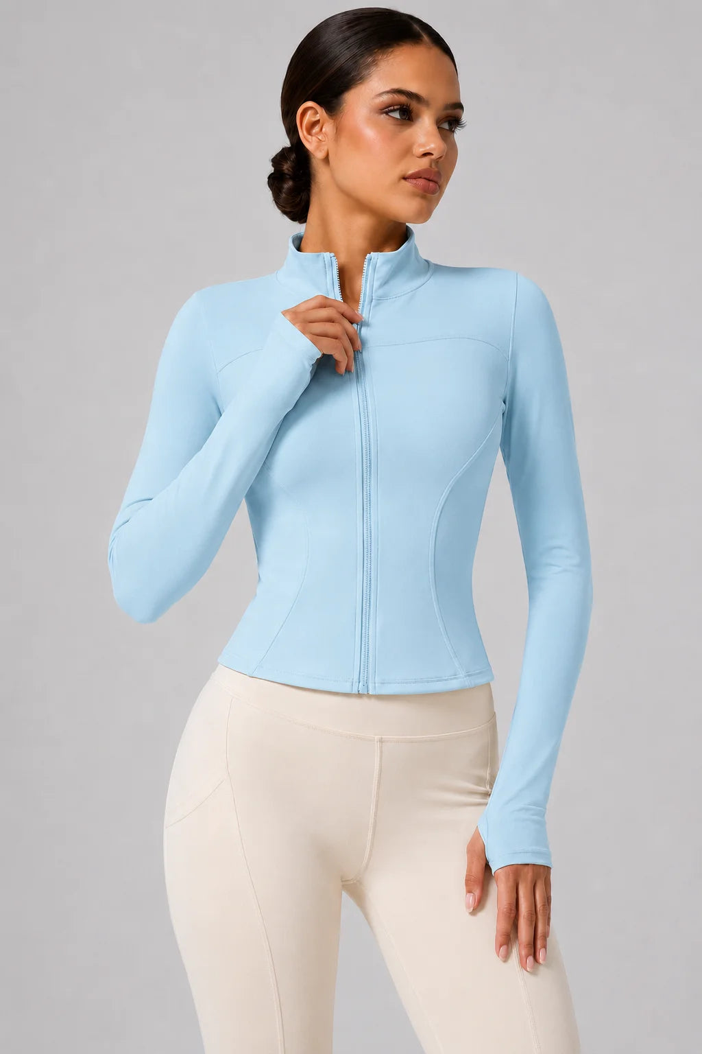 Women's Slim Fit Long Sleeve Top with Thumb Holes