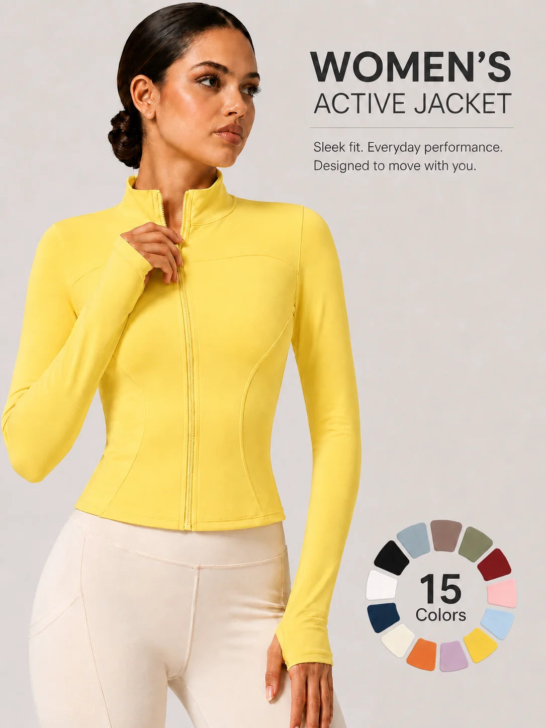 Women's Slim Fit Long Sleeve Top with Thumb Holes