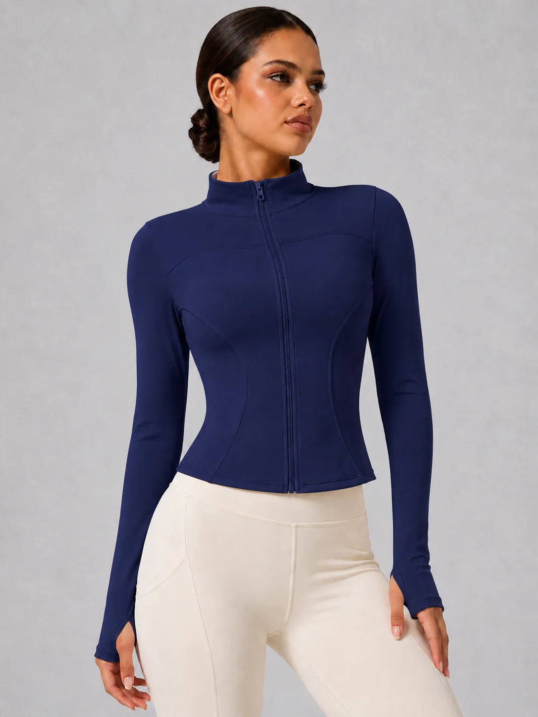 Women's Slim Fit Long Sleeve Top with Thumb Holes