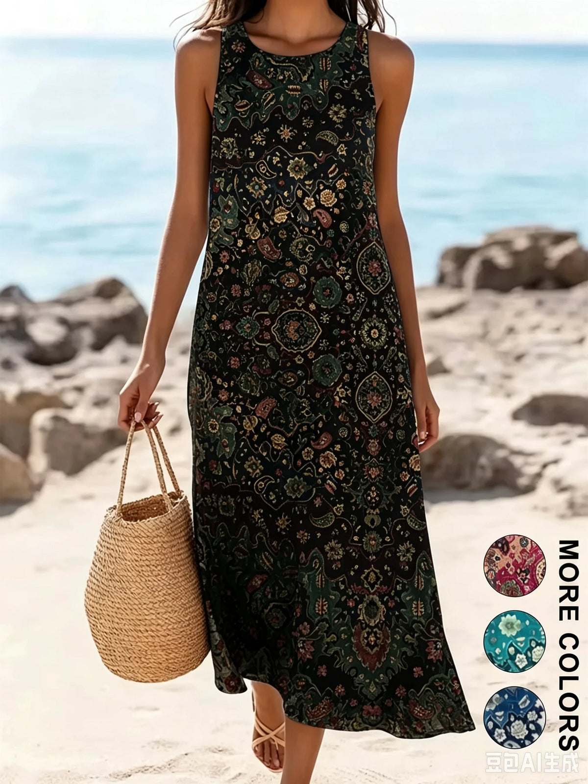 Women's  Casual Beach Sundress With Pockets