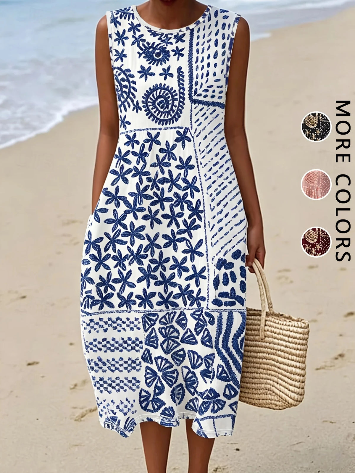 Women's  Casual Beach Sundress With Pockets