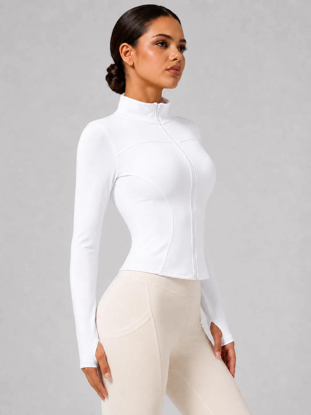 Women's Slim Fit Long Sleeve Top with Thumb Holes