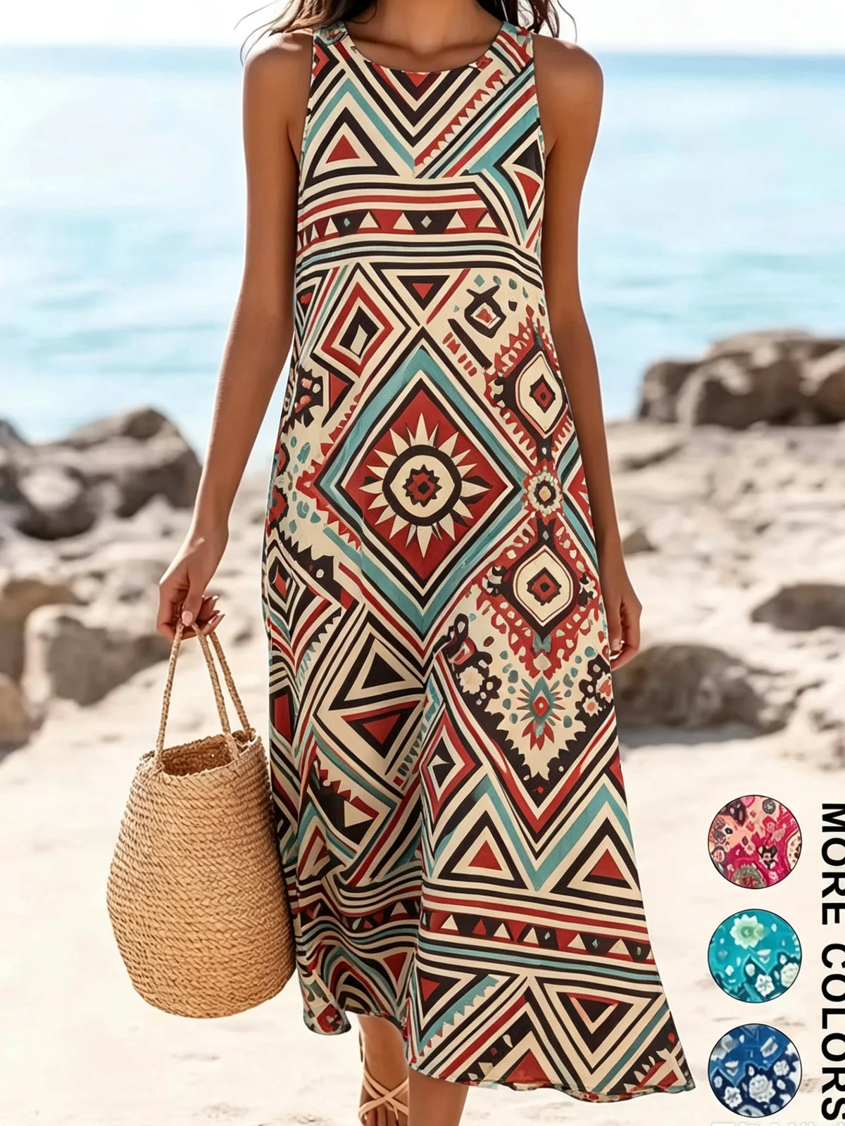 Women's  Casual Beach Sundress With Pockets