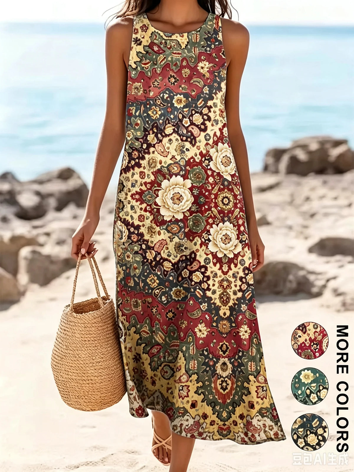 Women's  Casual Beach Sundress With Pockets