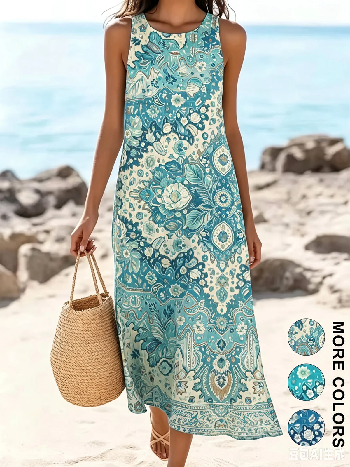 Women's  Casual Beach Sundress With Pockets