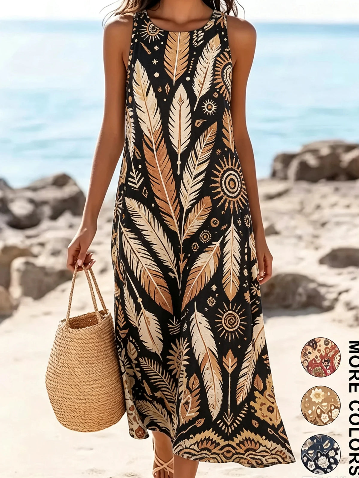 Women's  Casual Beach Sundress With Pockets