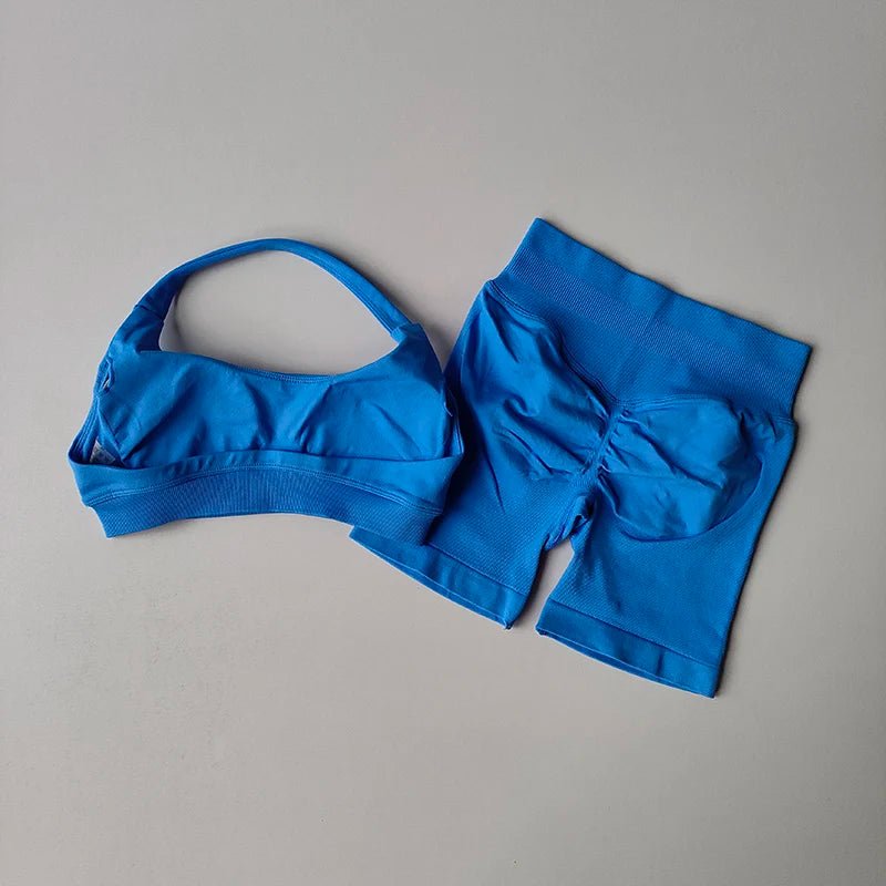 High Waist Peach Sports and Yoga Vest Set