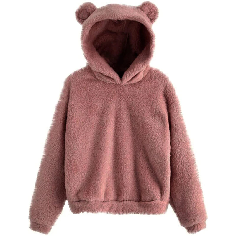 Winter Korean Fashion Bear Ears Hoodie Fluffy Hooded Warm
