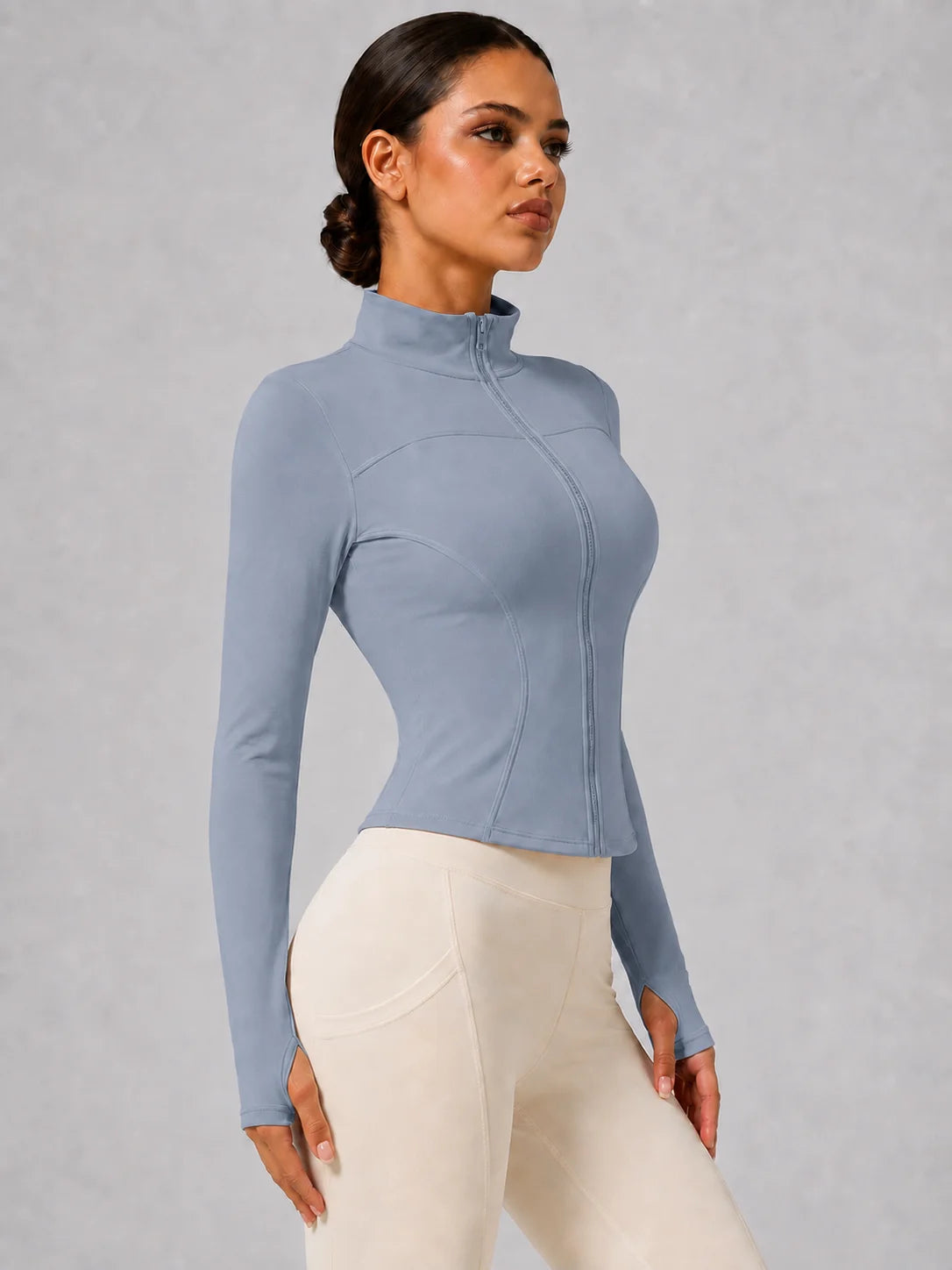 Women's Slim Fit Long Sleeve Top with Thumb Holes