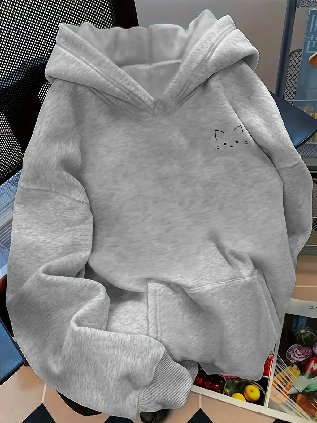 Cat Face Graphic Hoodie