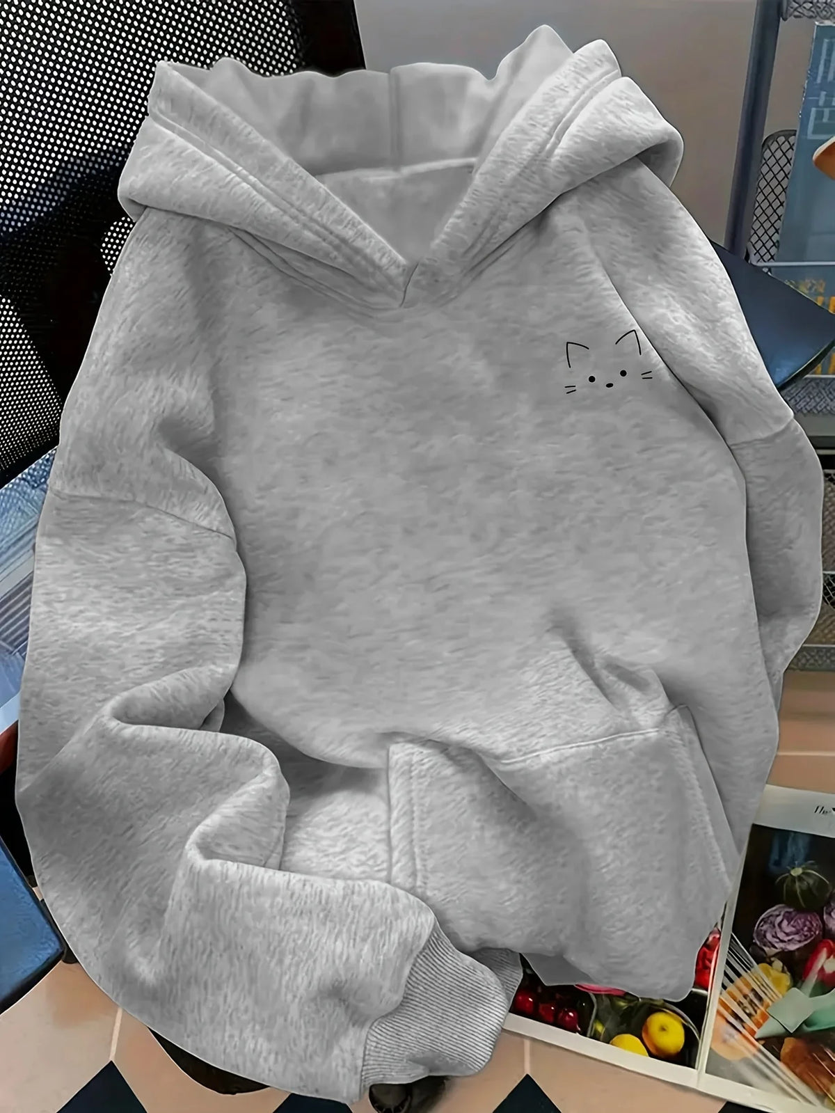 Cat Face Graphic Hoodie