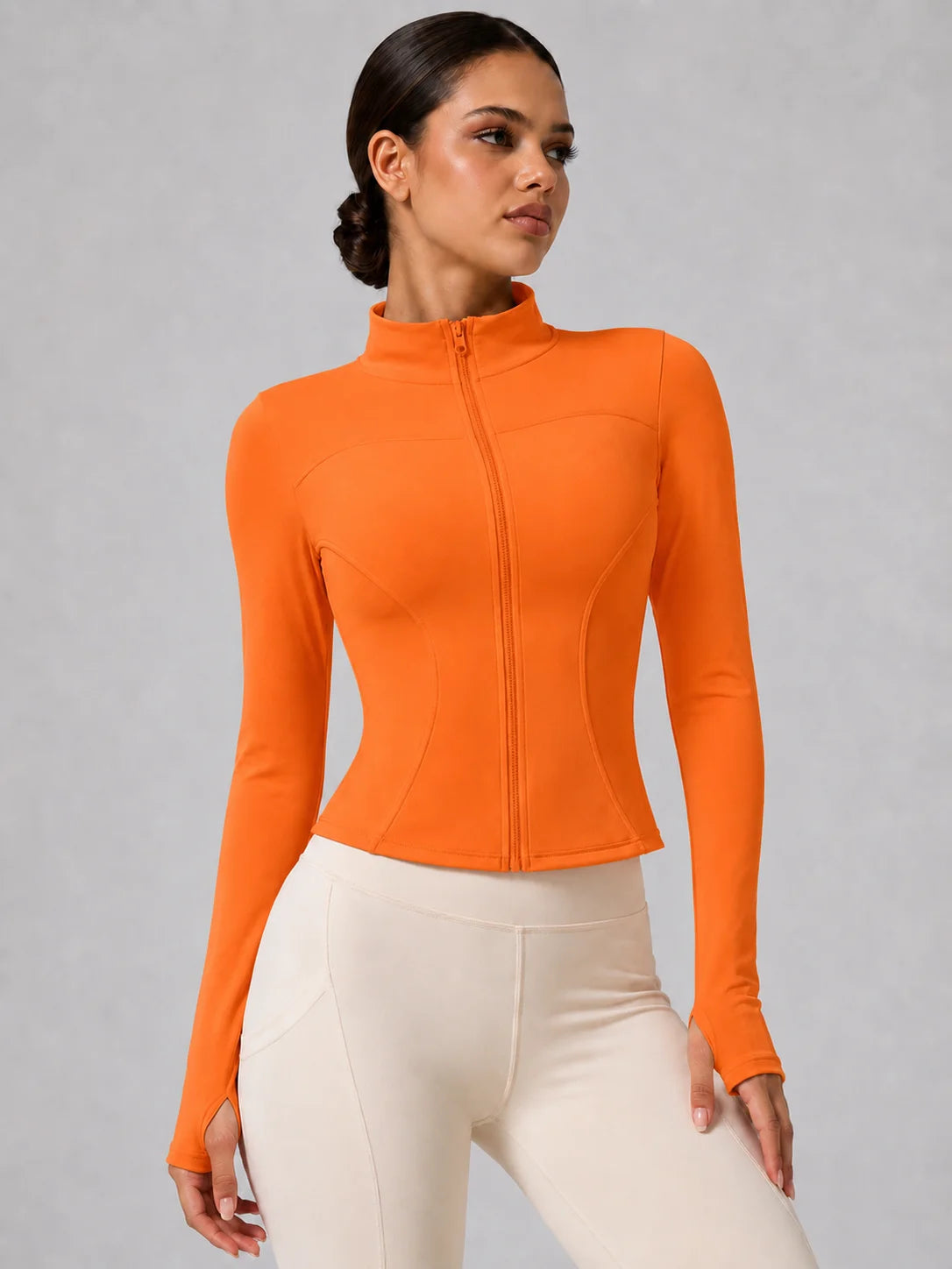 Women's Slim Fit Long Sleeve Top with Thumb Holes