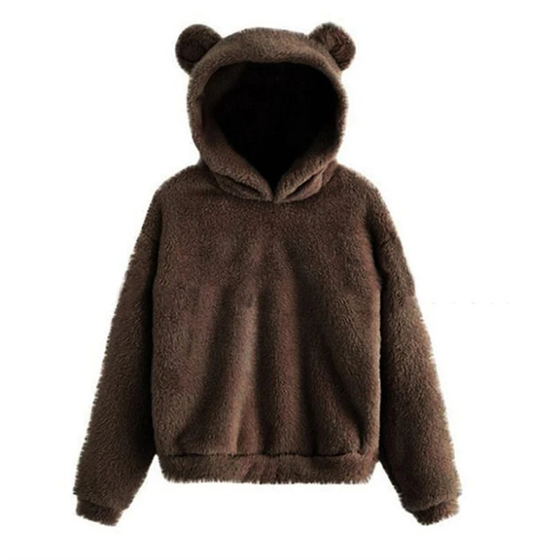 Winter Korean Fashion Bear Ears Hoodie Fluffy Hooded Warm