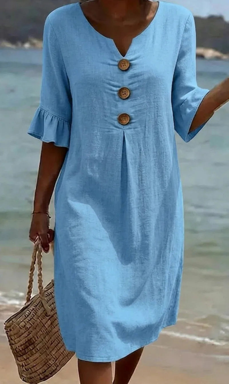 Linen Cross-Border V-Neck Dress Spring and Summer