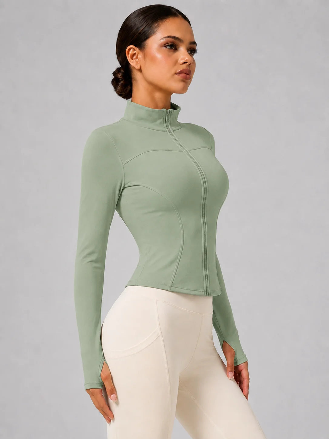 Women's Slim Fit Long Sleeve Top with Thumb Holes