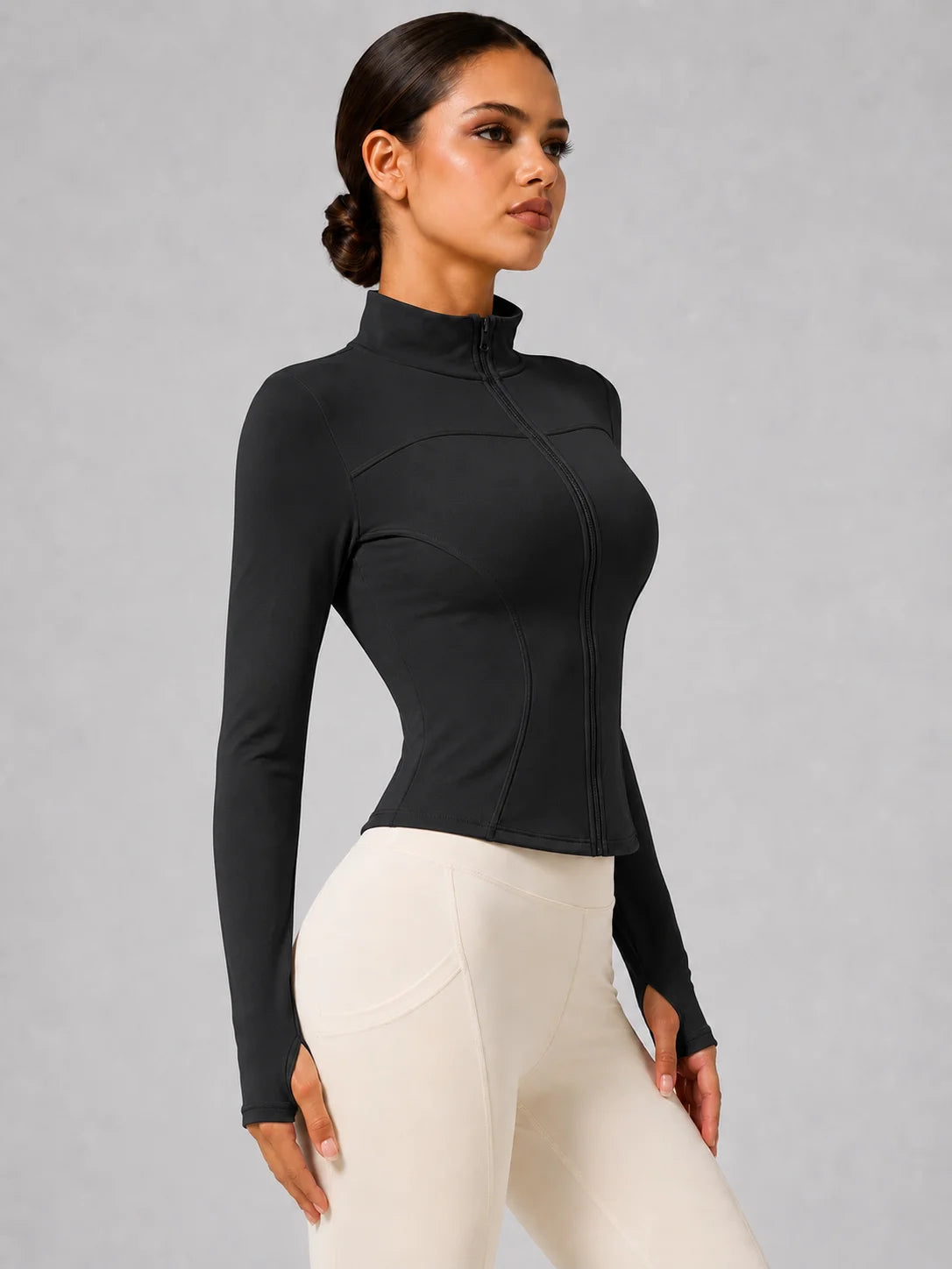 Women's Slim Fit Long Sleeve Top with Thumb Holes