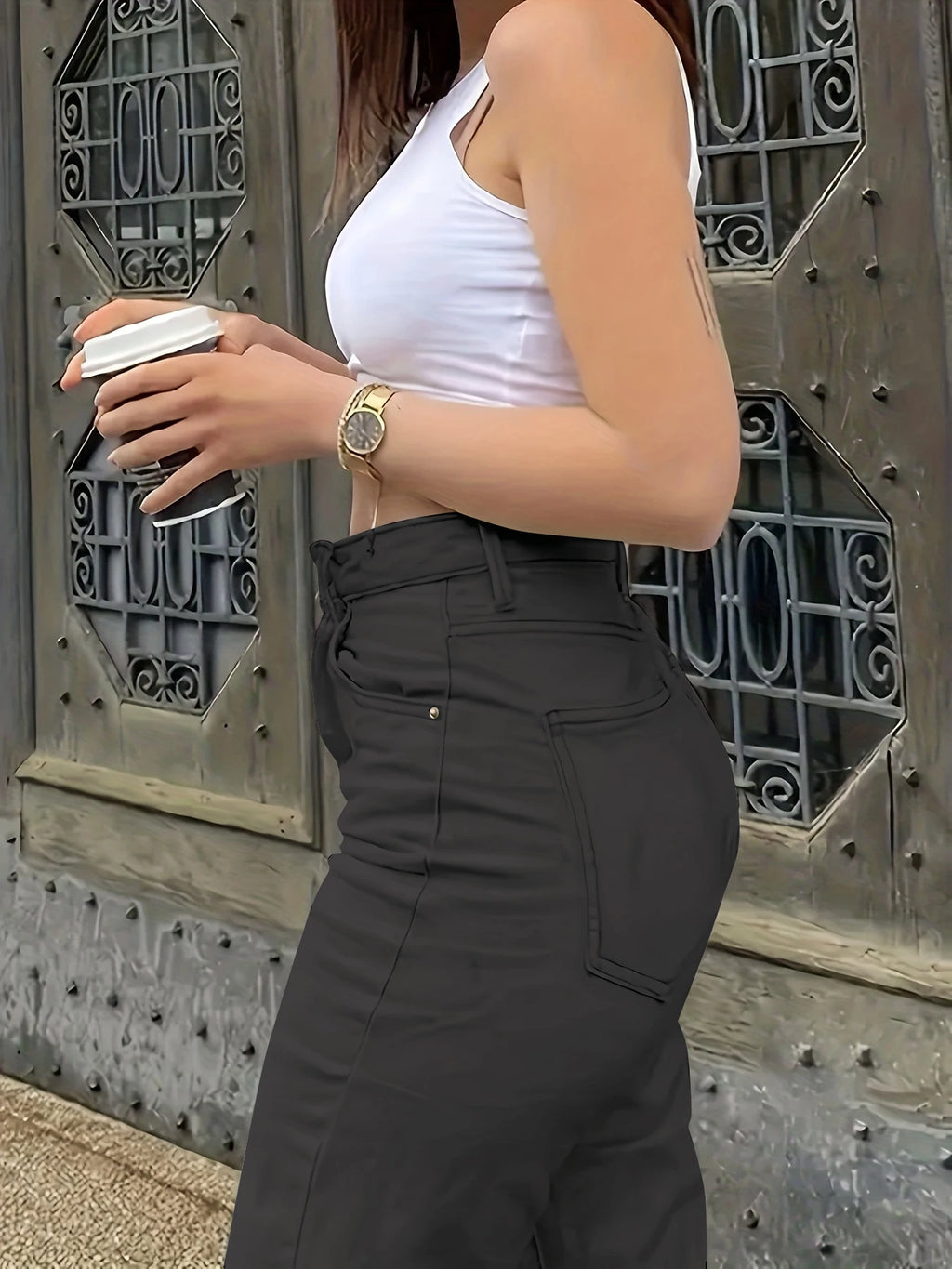 Women's Solid Color Simple Daily Elegant Narrow Straight Pants Women's Casual White Straight Jeans