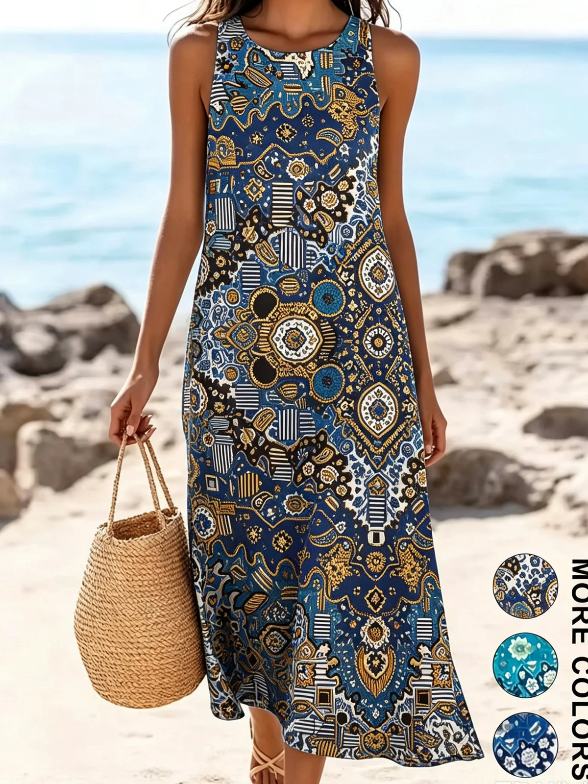 Women's  Casual Beach Sundress With Pockets