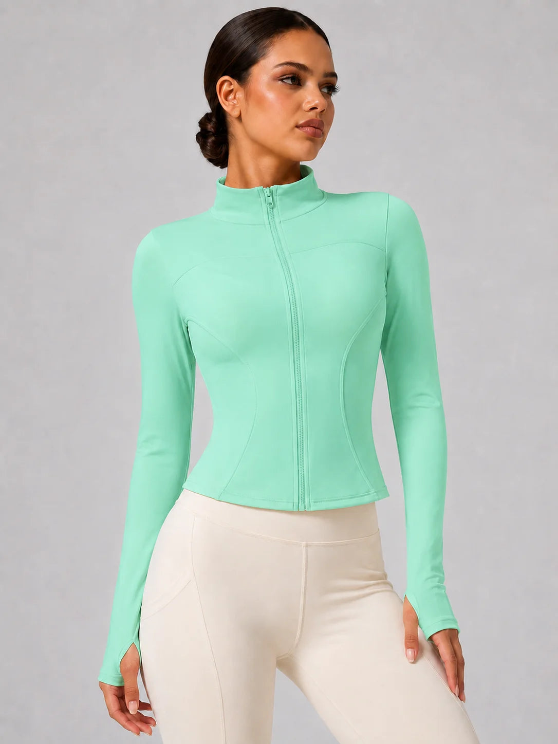 Women's Slim Fit Long Sleeve Top with Thumb Holes