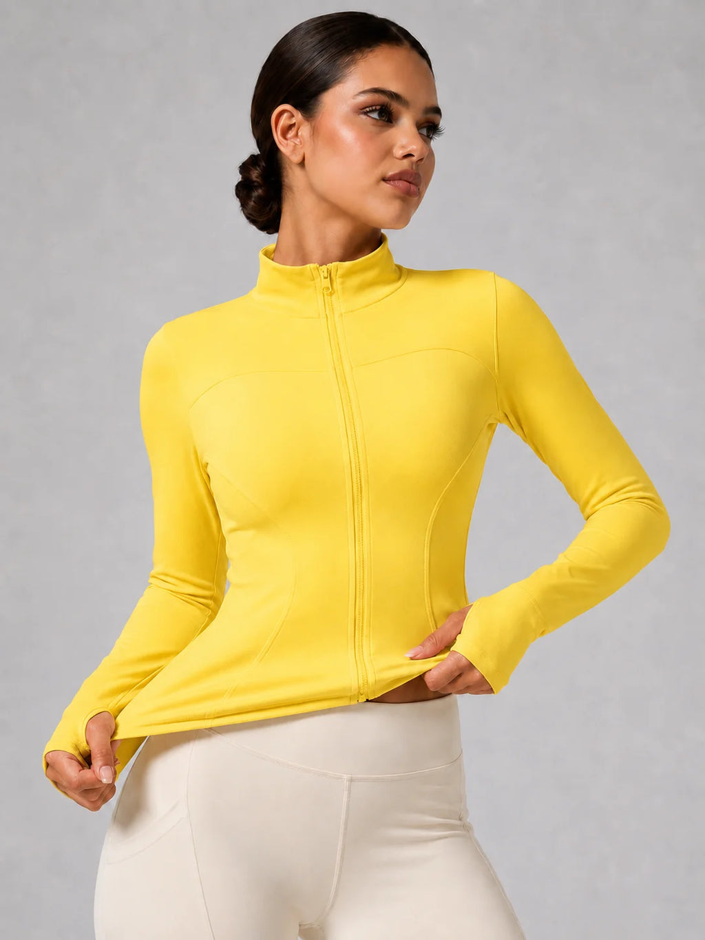 Women's Slim Fit Long Sleeve Top with Thumb Holes
