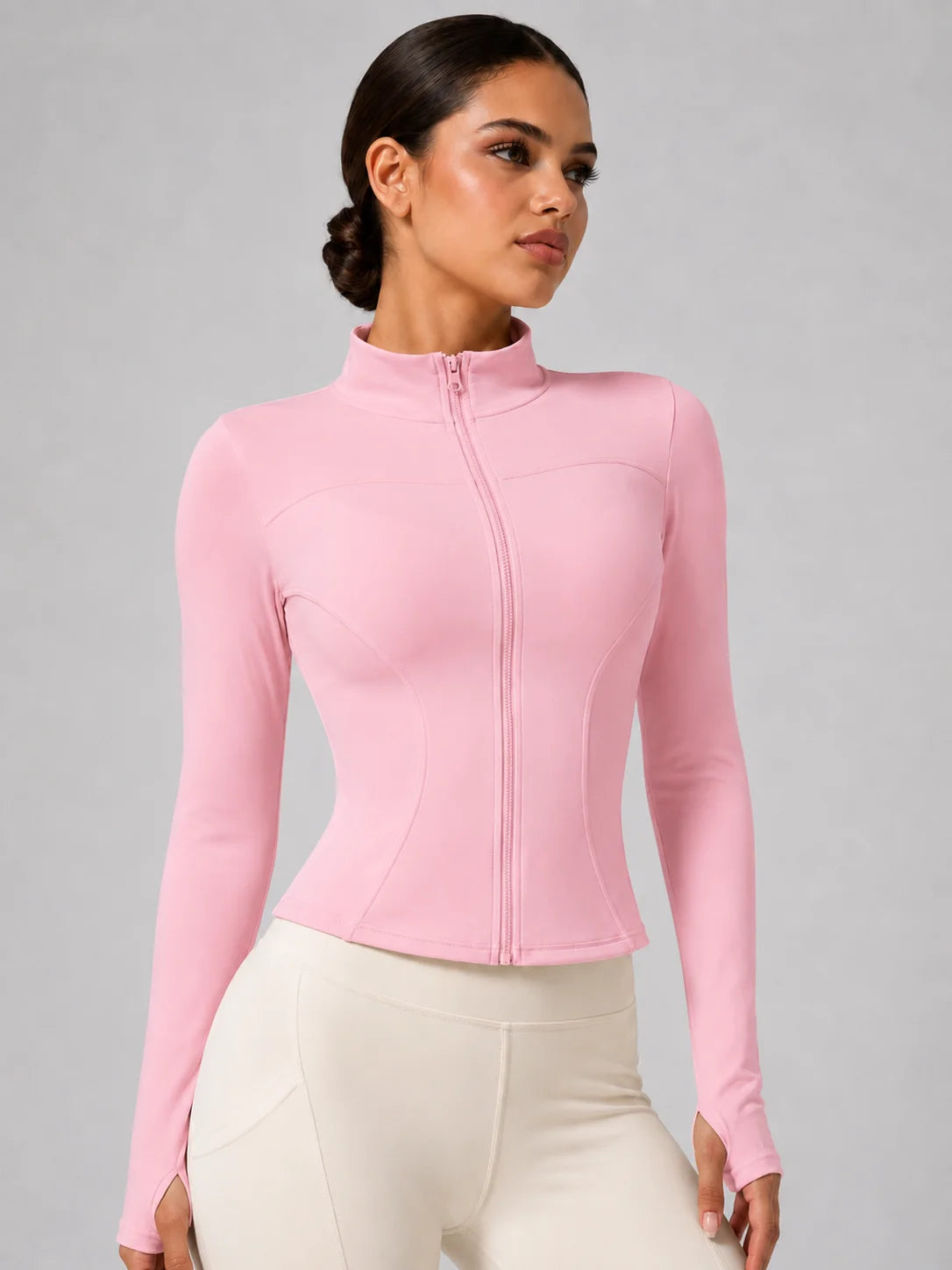 Women's Slim Fit Long Sleeve Top with Thumb Holes