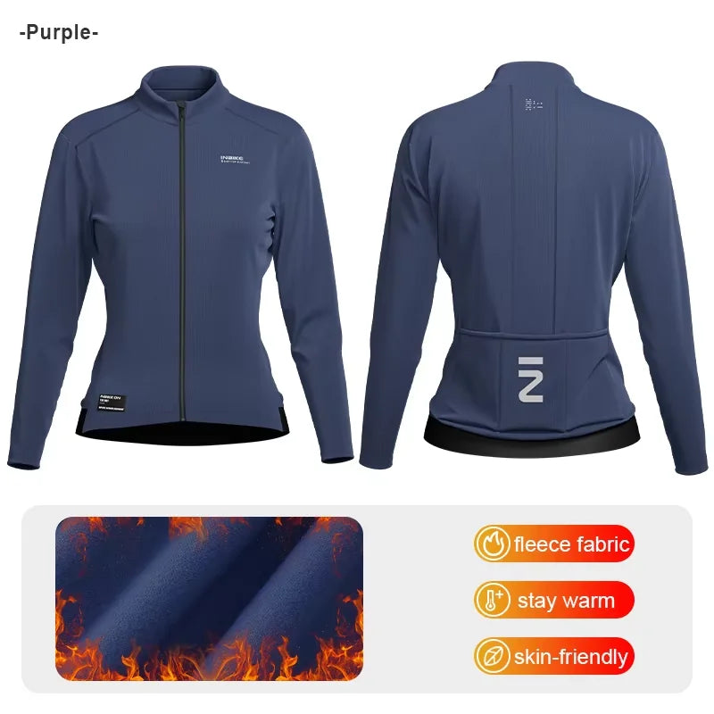 Winter Fleece Women's Cycling Top with 3 Pockets