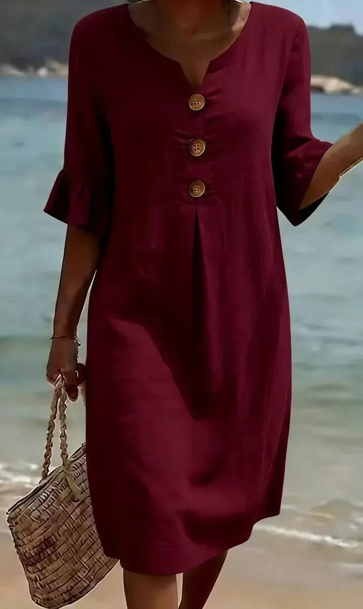 Linen Cross-Border V-Neck Dress Spring and Summer