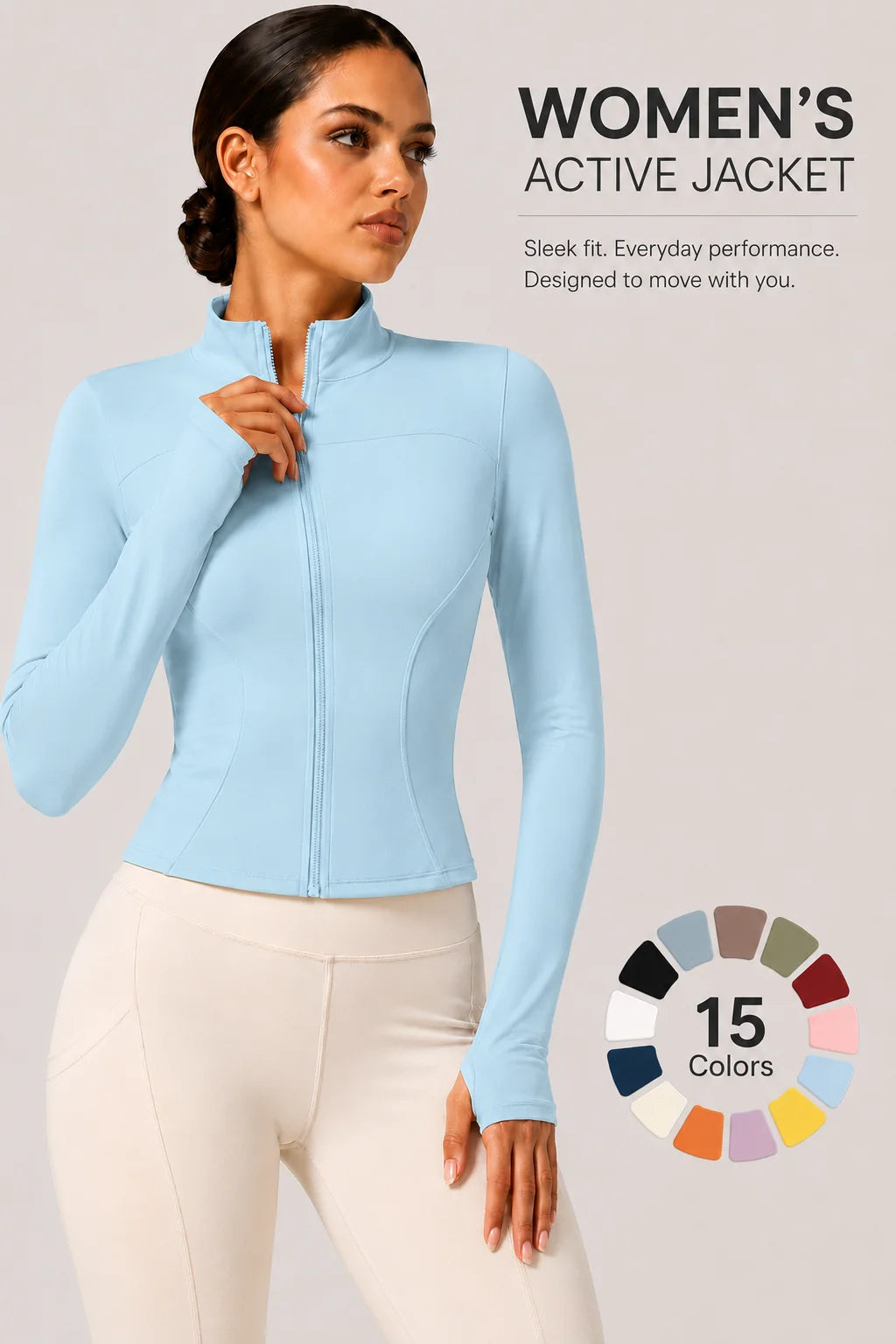 Women's Slim Fit Long Sleeve Top with Thumb Holes