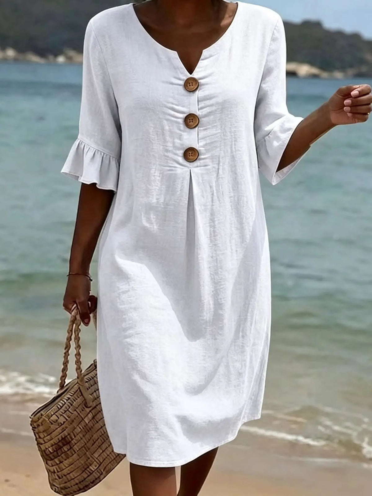 Linen Cross-Border V-Neck Dress Spring and Summer