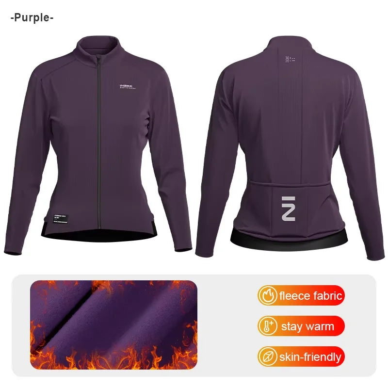 Winter Fleece Women's Cycling Top with 3 Pockets