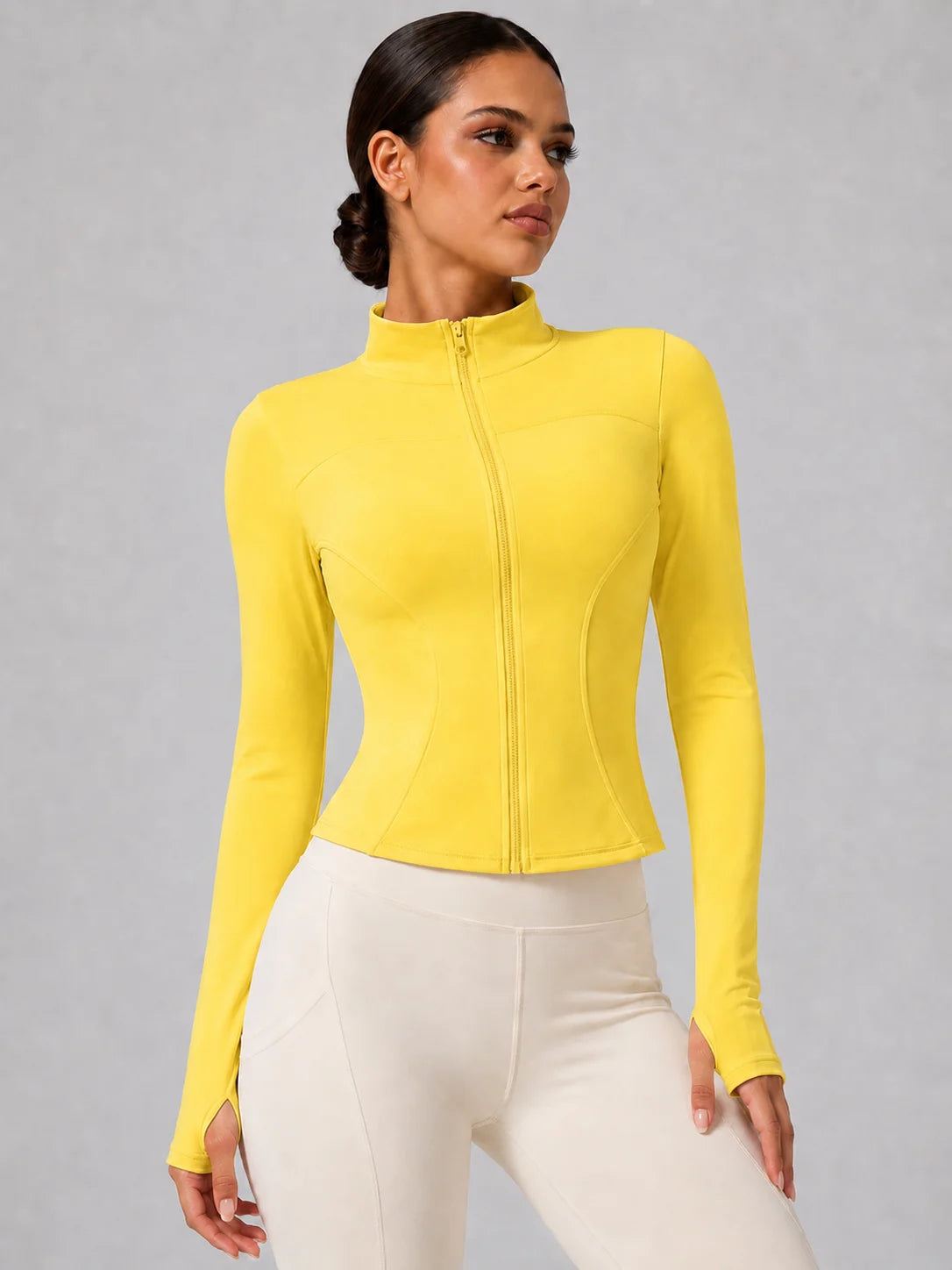 Women's Slim Fit Long Sleeve Top with Thumb Holes