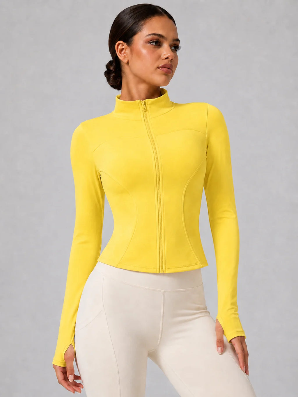 Women's Slim Fit Long Sleeve Top with Thumb Holes