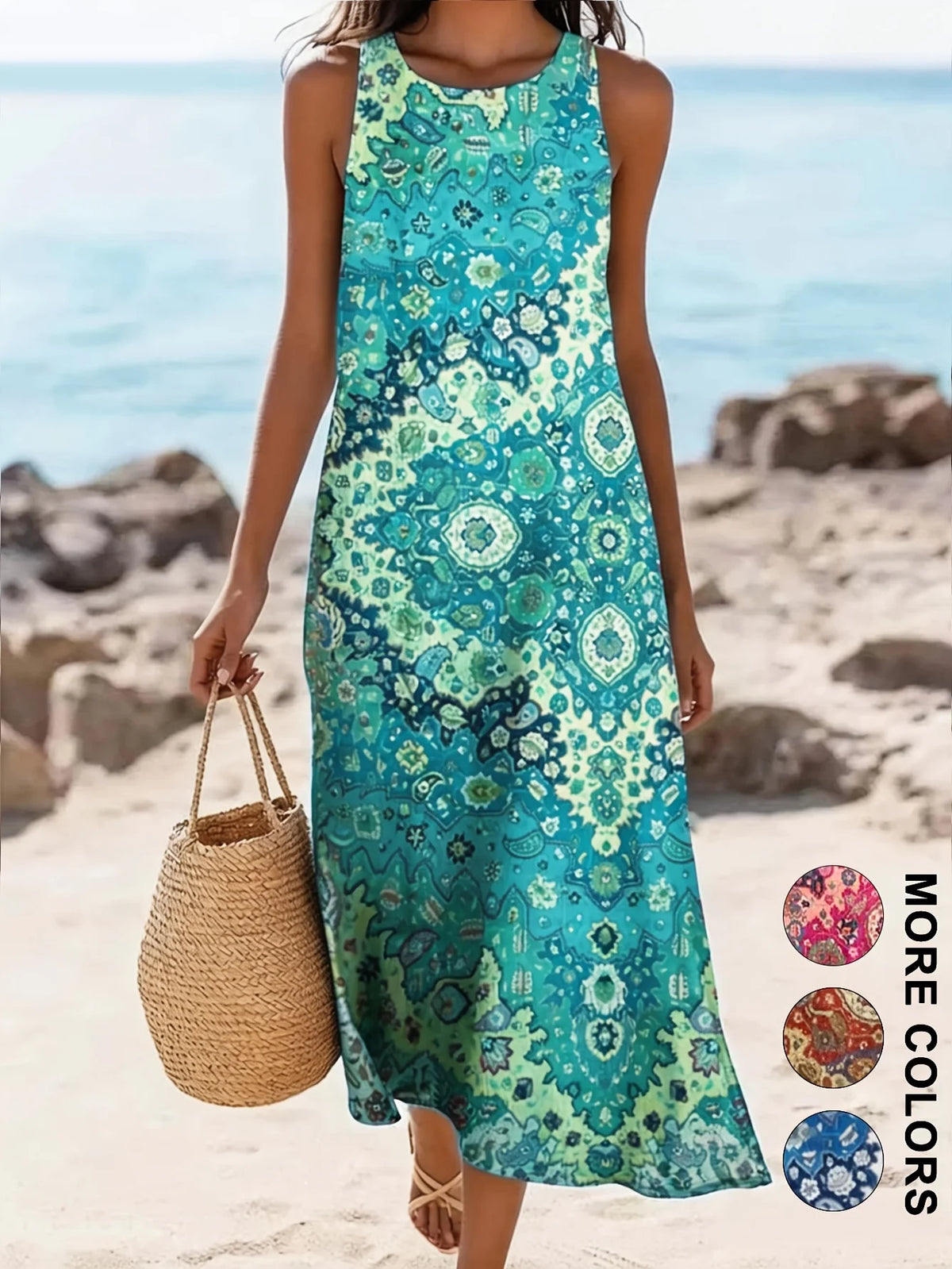 Women's  Casual Beach Sundress With Pockets