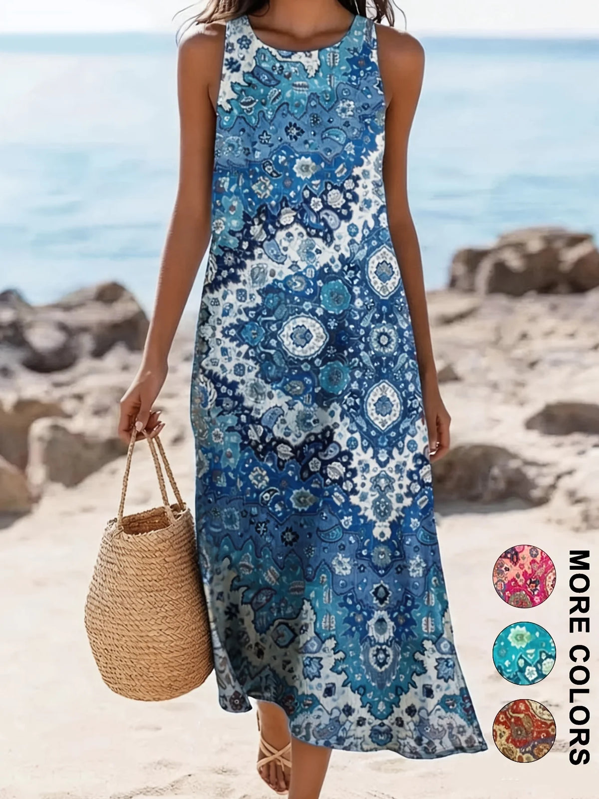 Women's  Casual Beach Sundress With Pockets