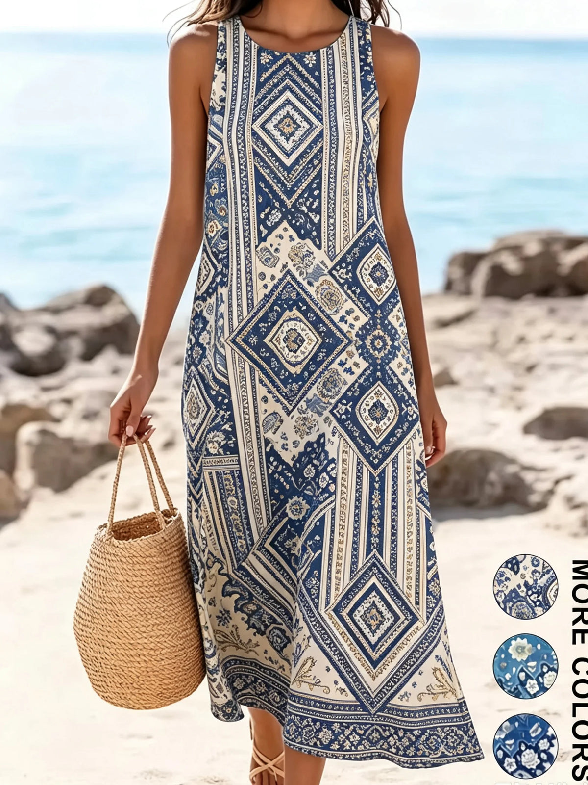 Women's  Casual Beach Sundress With Pockets