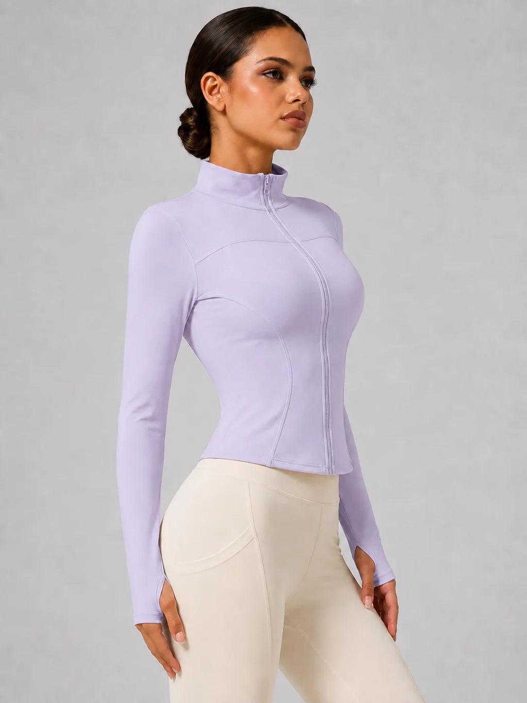 Women's Slim Fit Long Sleeve Top with Thumb Holes