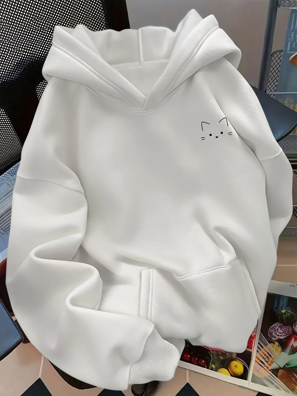 Cat Face Graphic Hoodie