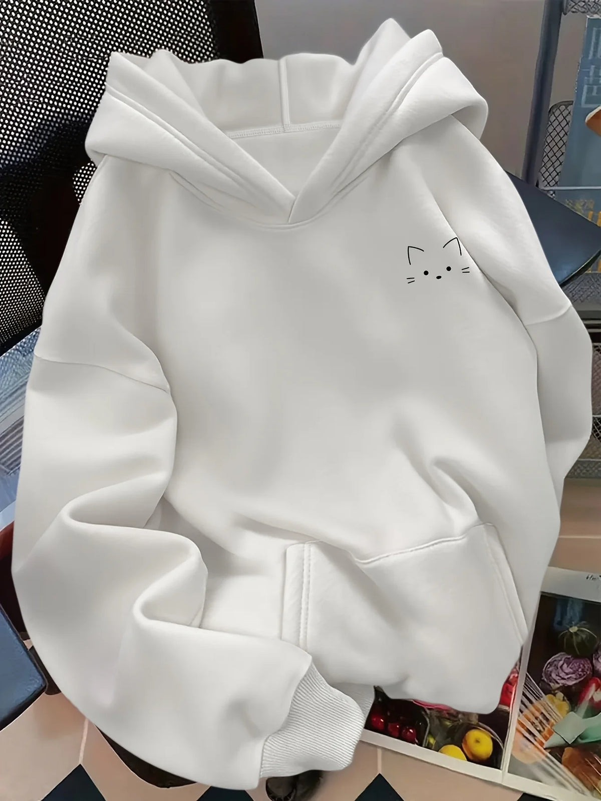 Cat Face Graphic Hoodie