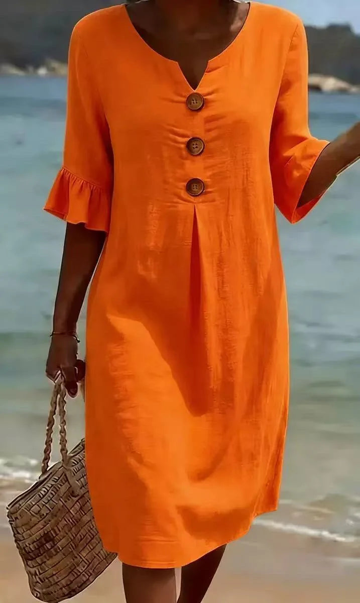 Linen Cross-Border V-Neck Dress Spring and Summer