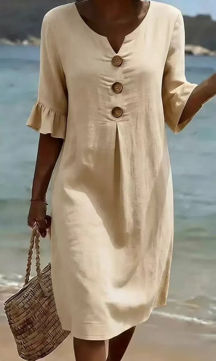 Linen Cross-Border V-Neck Dress Spring and Summer