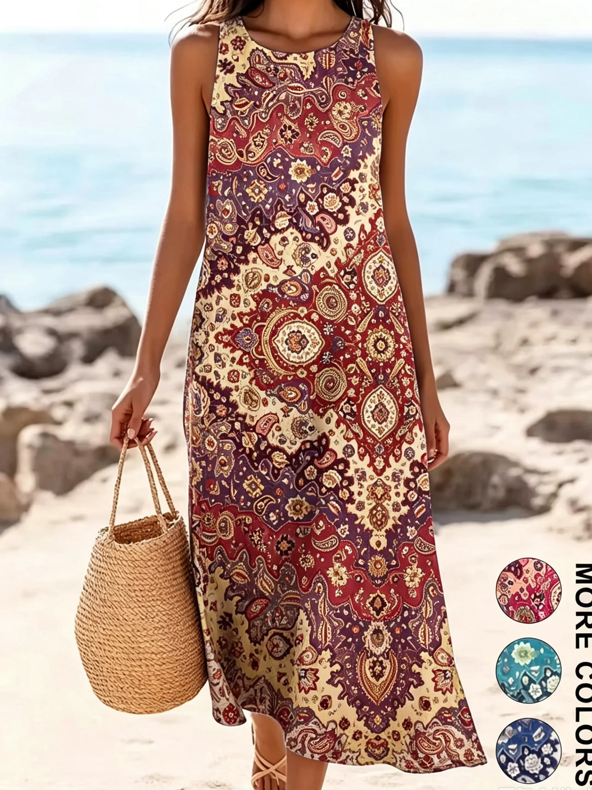 Women's  Casual Beach Sundress With Pockets