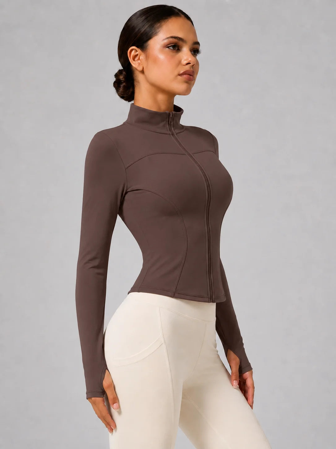 Women's Slim Fit Long Sleeve Top with Thumb Holes